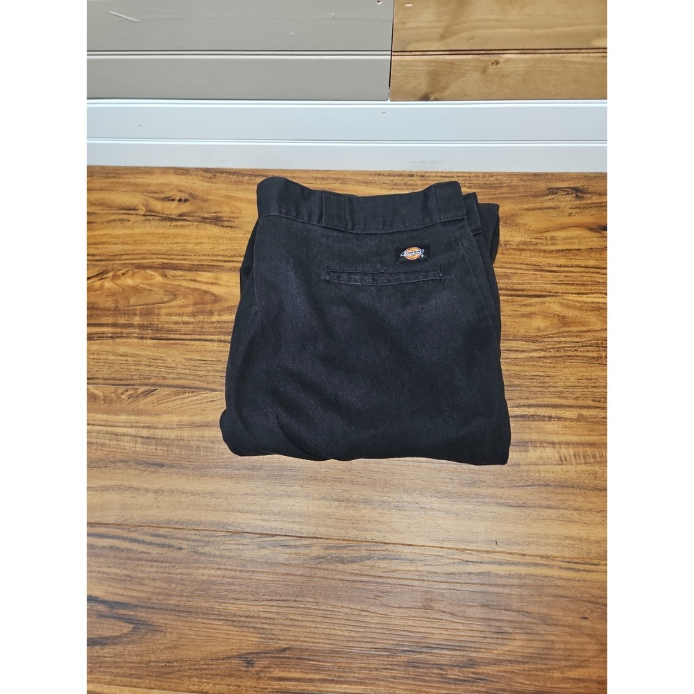 Genuine Dickies Black Flat Front Work Pants Mens Size 44x30 Loose Fix Baggy